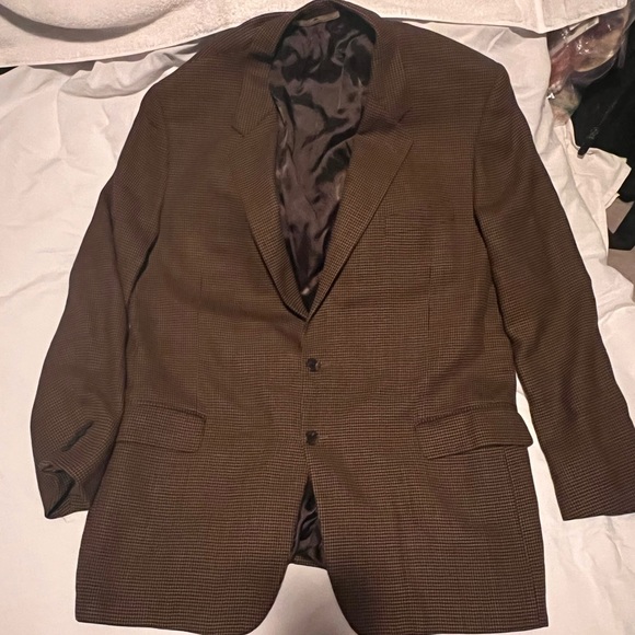 VINTAGE JOSEPH ABBOUD FOR JACOBSON’S TAN/ BLACK CHECK MENS SPORT COAT - Picture 1 of 7